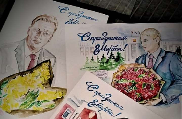 Жительница Абакана нарисовала ретро-открытки с чиновниками. Но они не выйдут