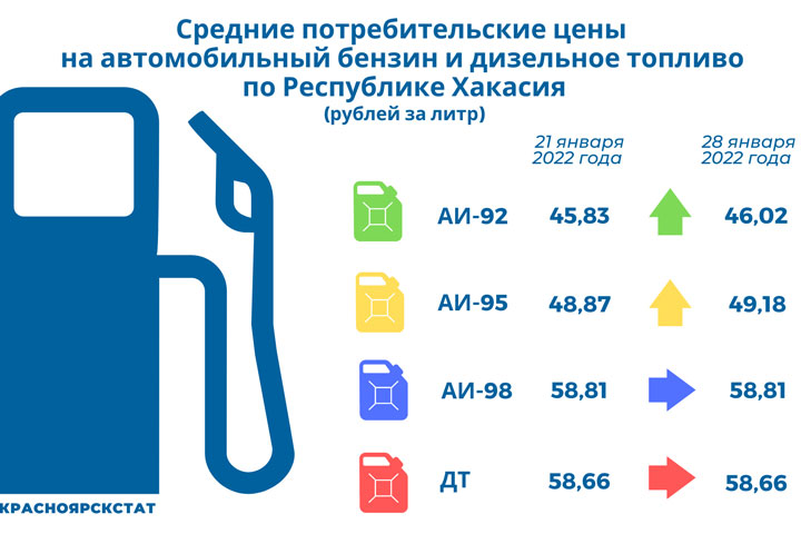 В Хакасии литр АИ-92 стал дороже 46 рублей