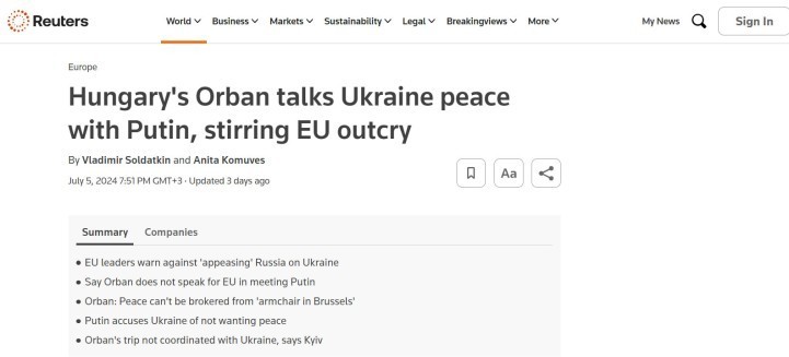 «Вот что Путин рассказал мне о войне»: Орбан решил ничего не скрывать от западных СМИ