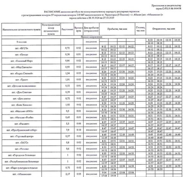 На линии Абакан - Черногорск возобновил работу маршрут №119