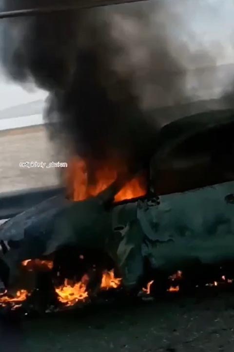 На Аскизском тракте в Хакасии сгорел автомобиль