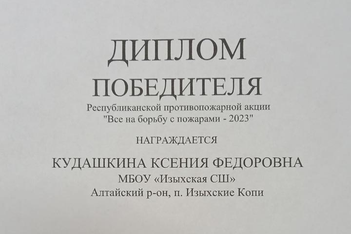 В копилке изыхской школы появился диплом победителя 