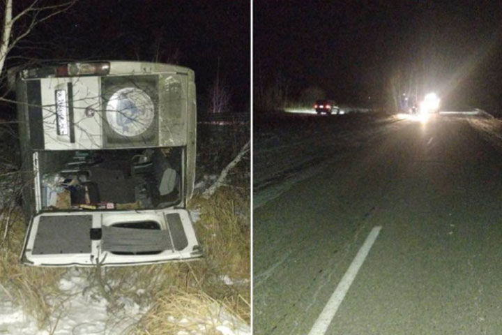 На трассе перевернулся пассажирский автобус, пострадали три человека