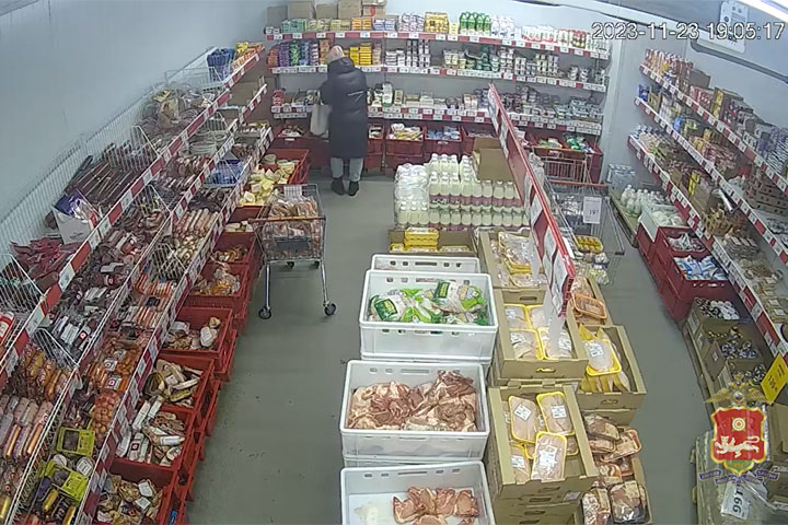 В Саяногорске женщина под камерами украла колбасу, сыр и мясную продукцию