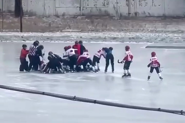 В Черногорске юные хоккеисты устроили неспортивную драку на льду