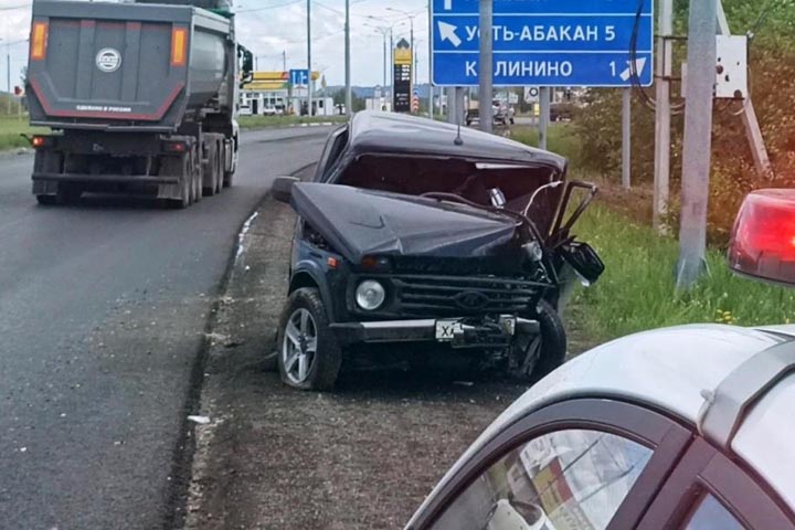 Между Абаканом и Черногорском «Нива» протаранила столб. Травмирован ребенок