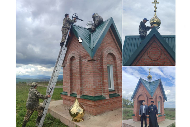 Купол с православным крестом установили на сельском кладбище в Хакасии